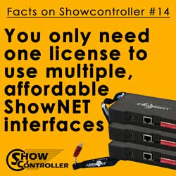 You only need one license and use multiple, affordable ShowNET interfaces
