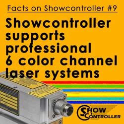 Showcontroller supports professional 6 color channel laser systems